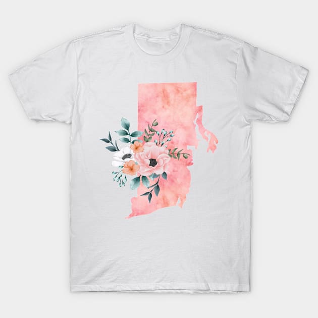 Rhode Island Floral T-Shirt by bloomnc